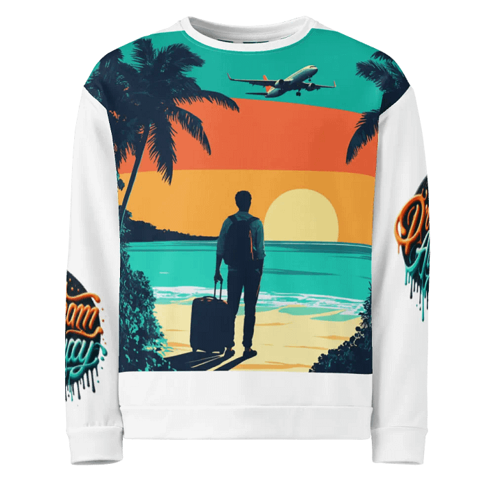 All-Over Print Recycled Unisex Sweatshirt | AI-Designed Pullover: Stylish Travel Views for Adventurers product image (2)