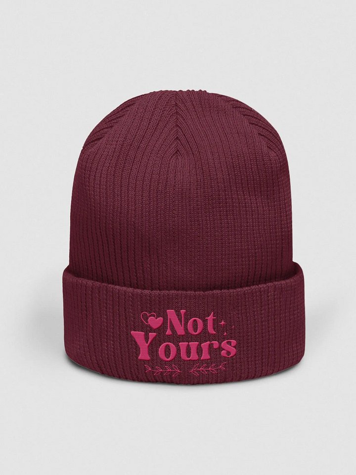 Not Yours Embroidered Organic Cotton Ribbed Beanie (Red Text) product image (1)