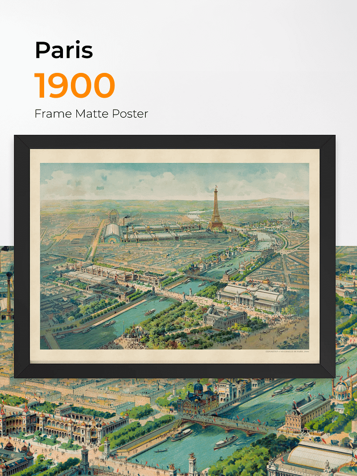 Paris 1900 Framed Poster Print – Hand-Drawn Historic City View product image (1)