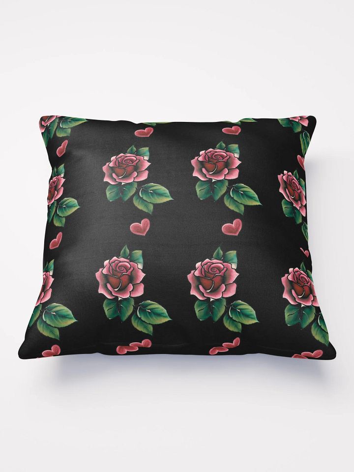 Red and Black Tattooed Roses and Hearts Pillow product image (1)