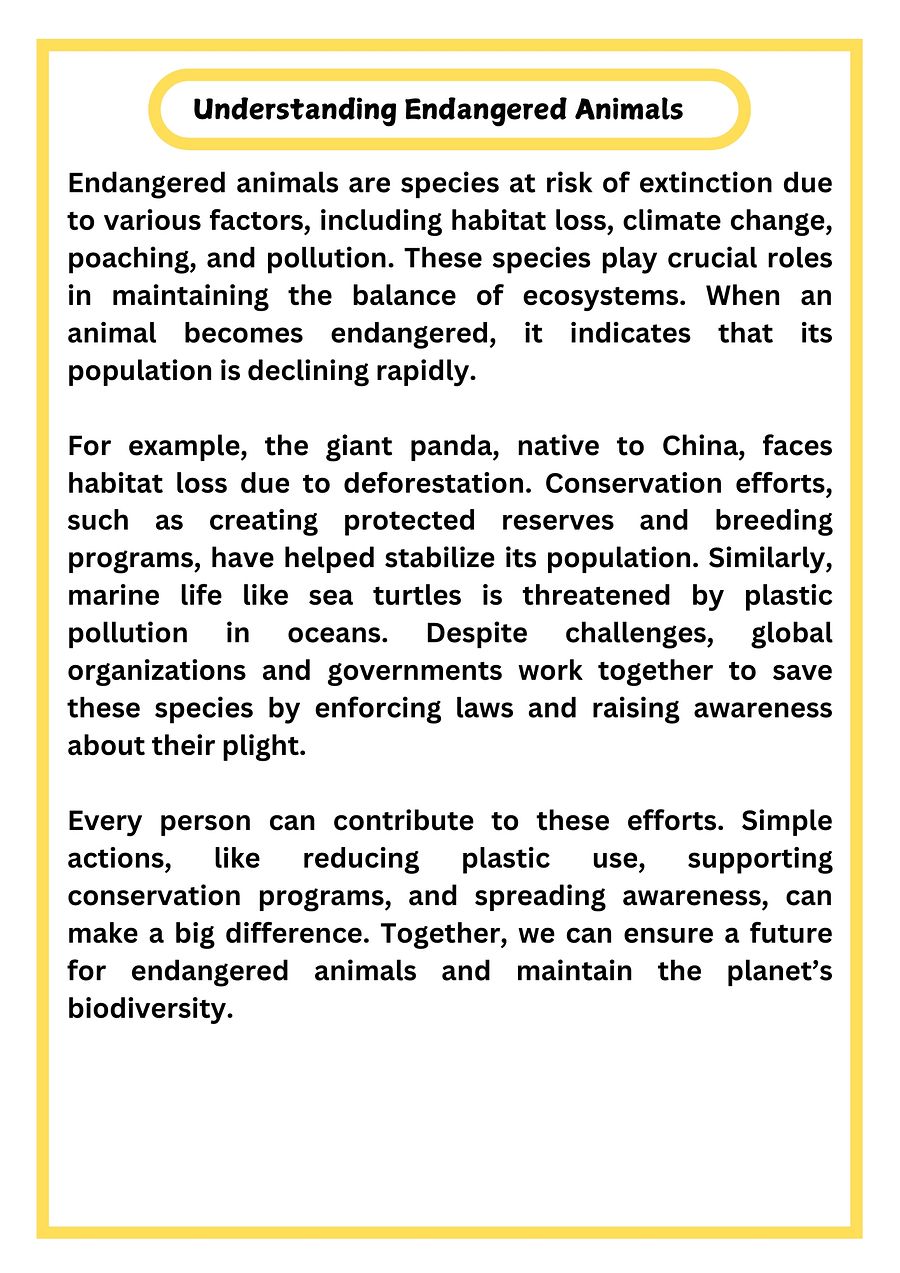 Endangered Animals Reading Passage with Comprehension Questions product image (2)