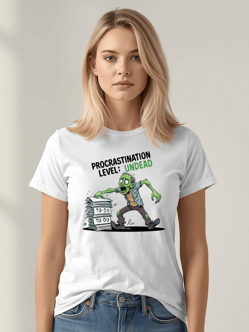 Women's Halloween Procrastination Level: Undead Zombie T-Shirt – Funny To-Do List Graphic Tee for Chronic Procrastinators product image (1)
