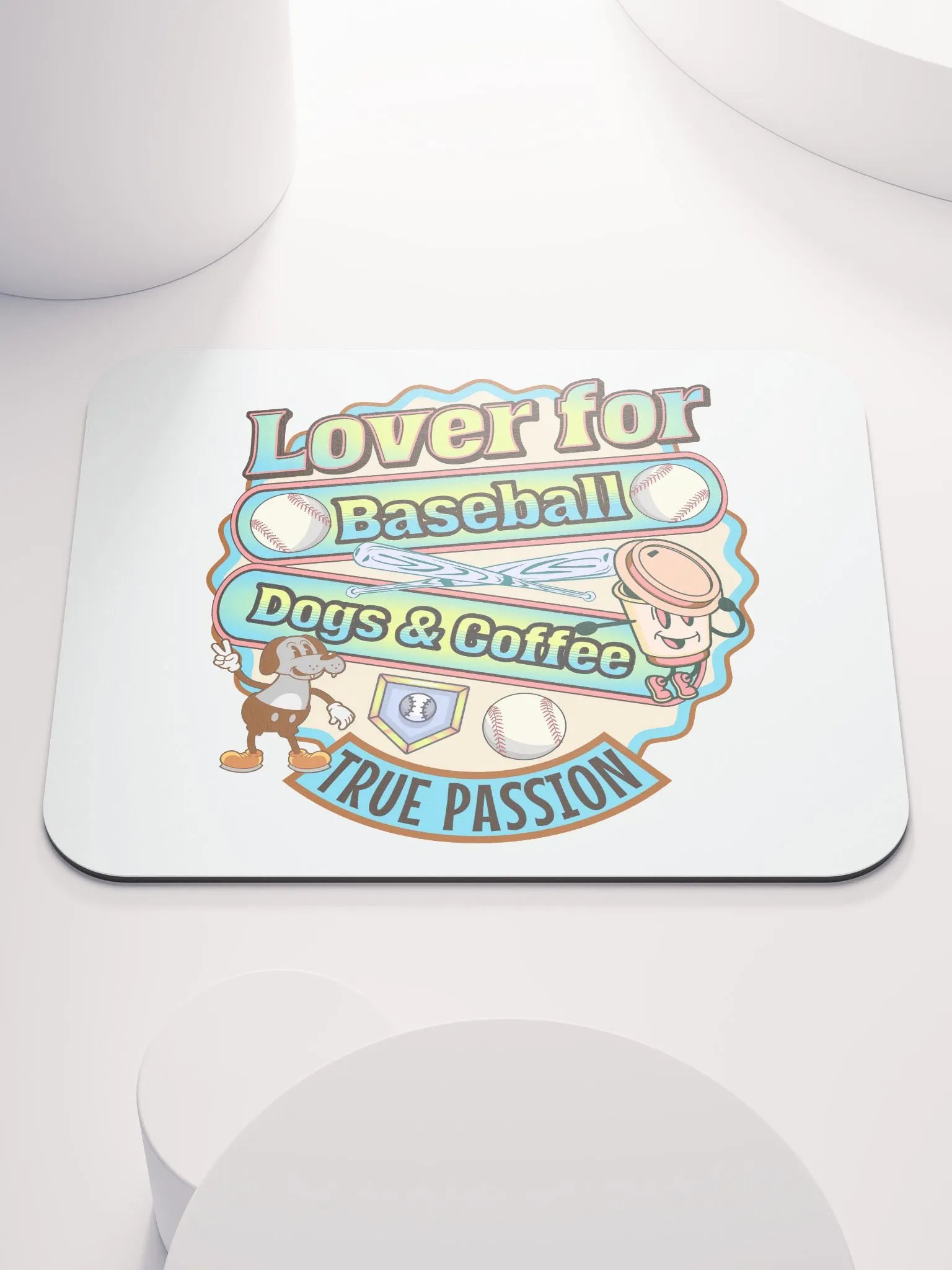 Lover For Baseball Dogs And Coffee Playful Passion Mouse Pad product image (1)