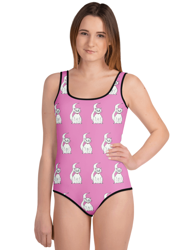 White Cat (art by Dina R.) akril painting picture - Youth Swimsuit product image (1)
