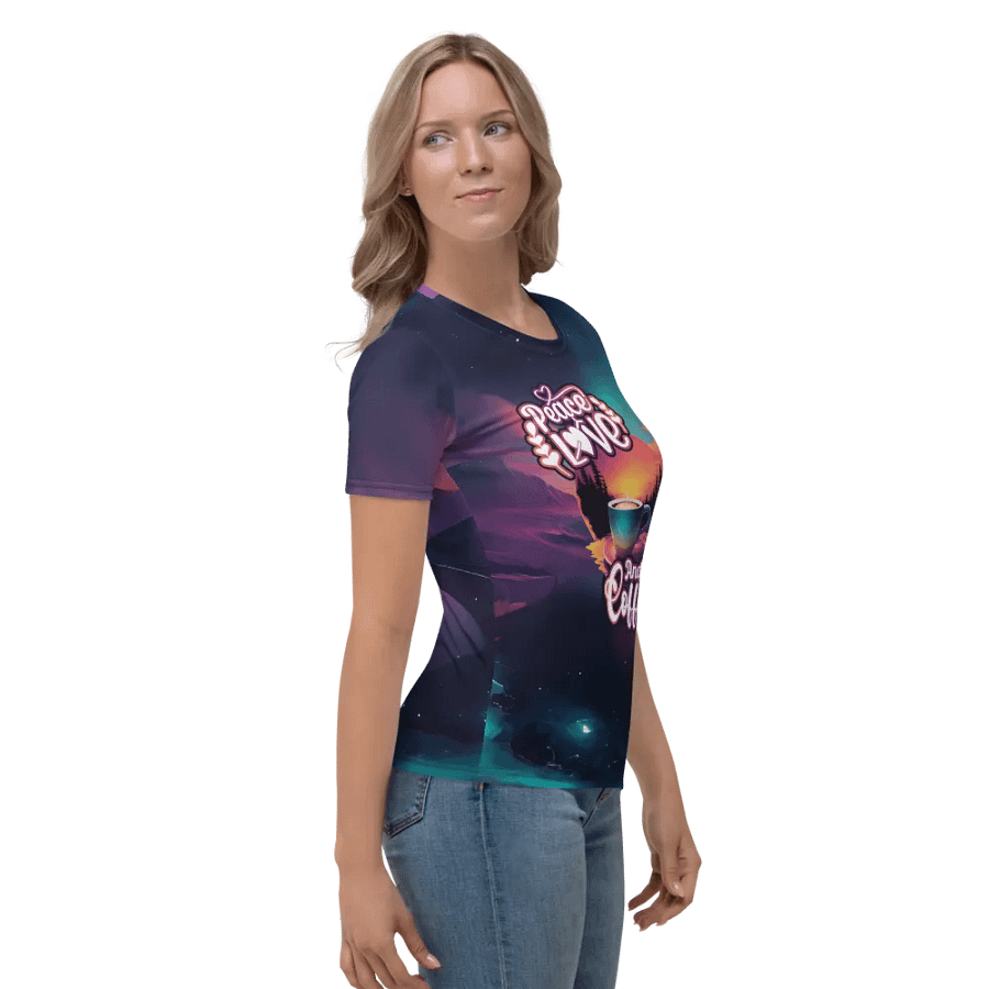 Peace Love and Coffee All Over Print T-shirt product image (3)