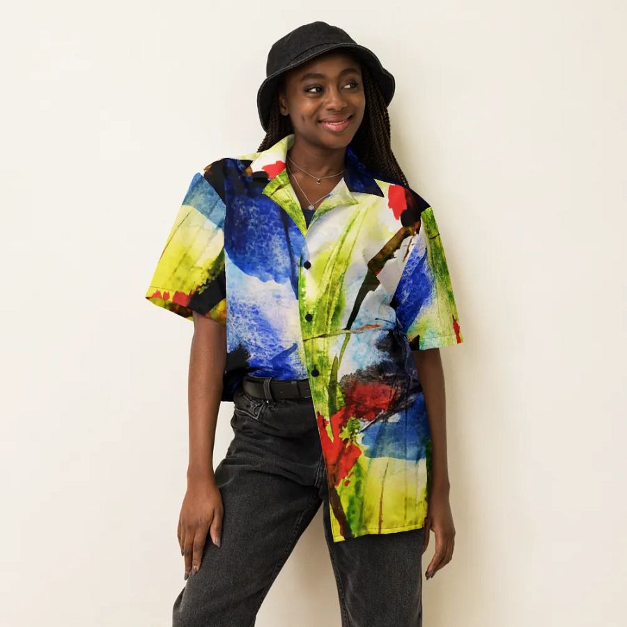 original abstract watercolour painting printed on hawain shirt product image (6)