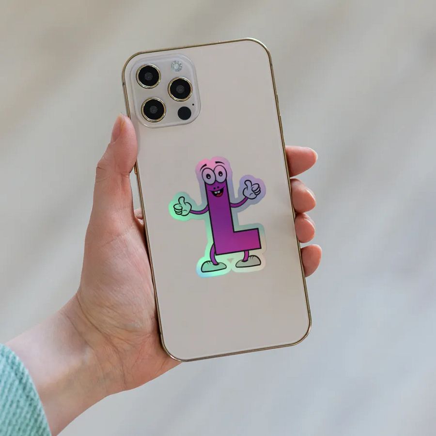 L Letter Cartoon Character Holographic Sticker product image (6)