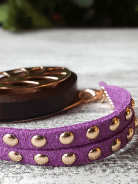 Plum Faux Suede Stud Bracelet | Handmade Accessory for Bellabeat Leaf Urban & Ivy product image (1)