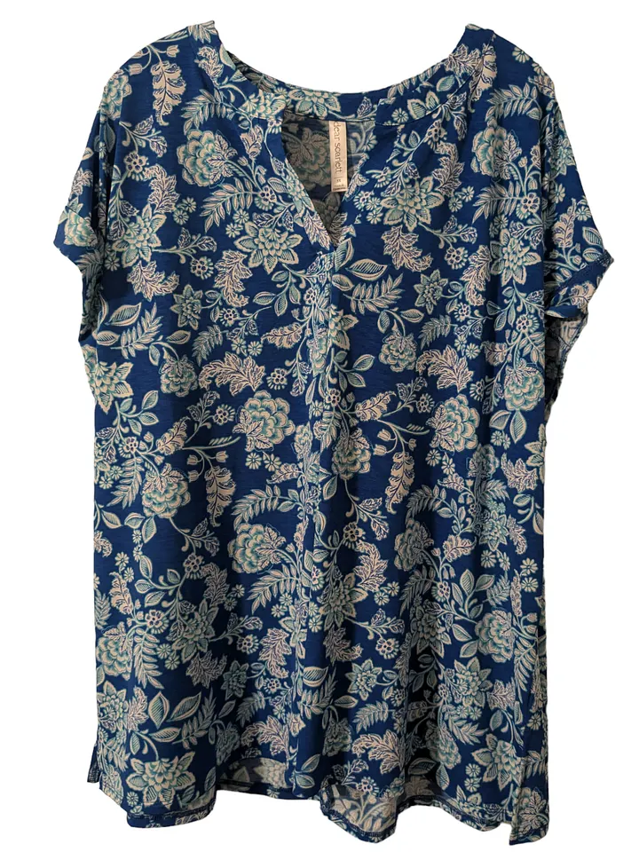 3X Dear Scarlett Blue V-Neck Short-Sleeve Top product image (1)