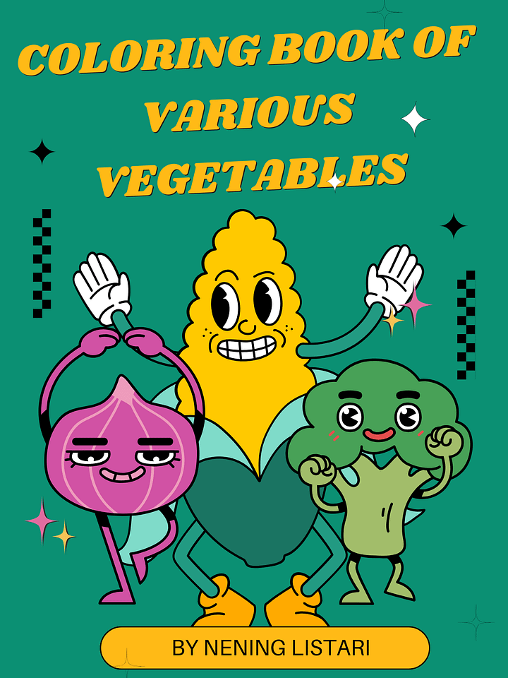 PRINTABLE COLORING BOOK OF VARIOUS VEGETABLES (50 PAGE) product image (1)