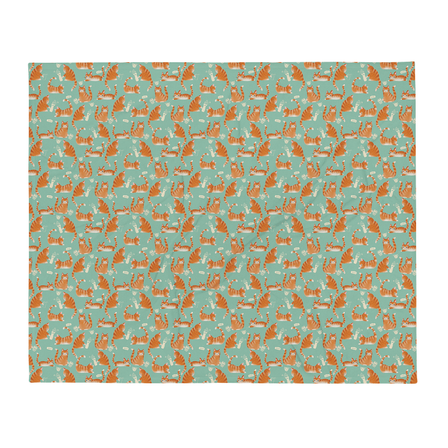 Bad Orange Tabby Cats Knocking Stuff Over Throw Blanket, Green product image (1)
