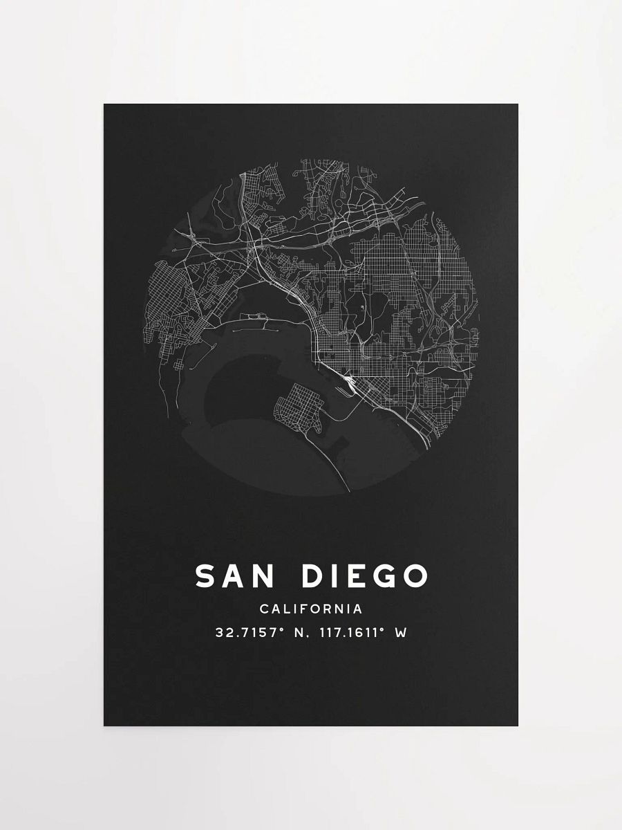 San Diego Street Map Poster – Black Minimalist Circular City Art product image (4)