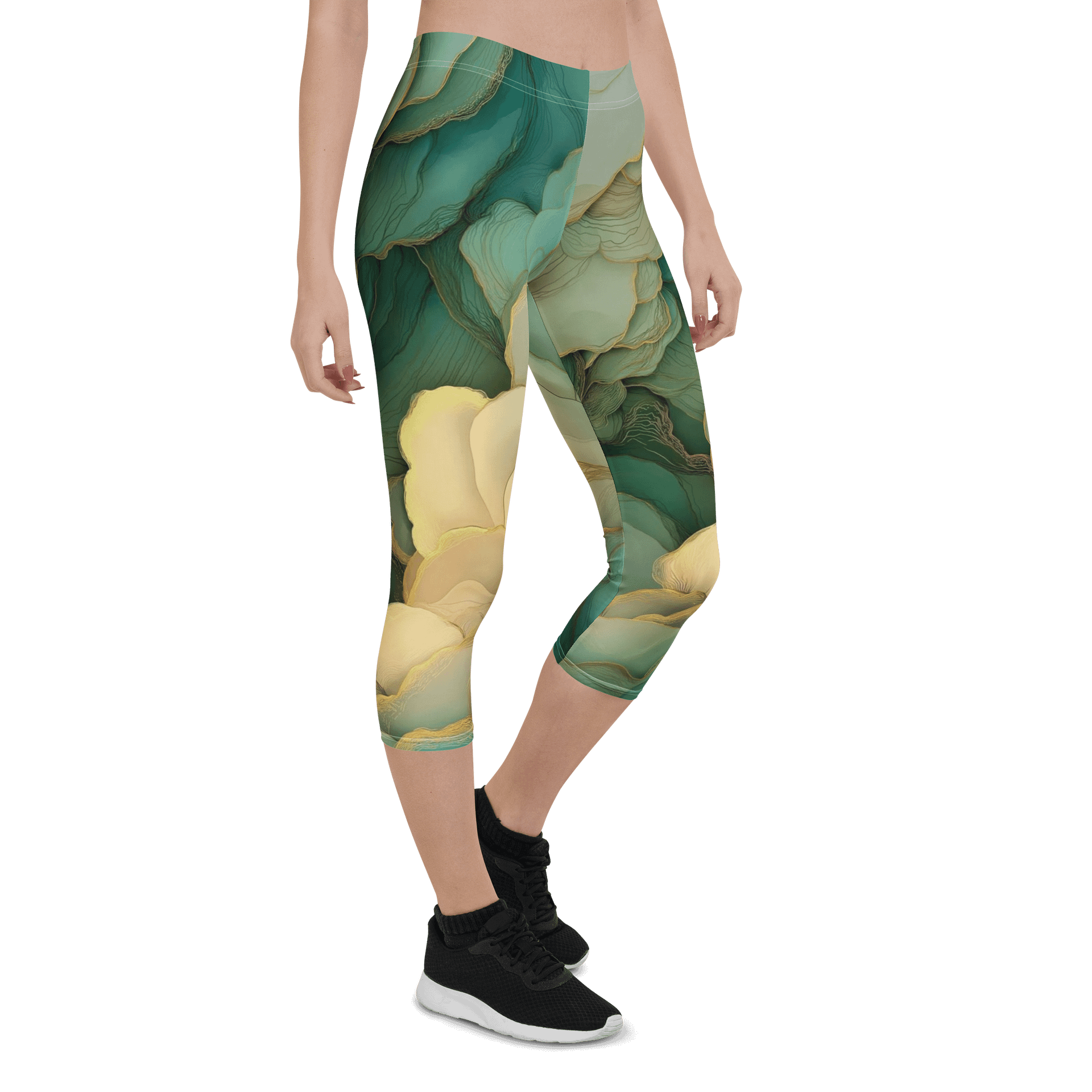 Abstract Floral Art Print Capri Leggings product image (6)