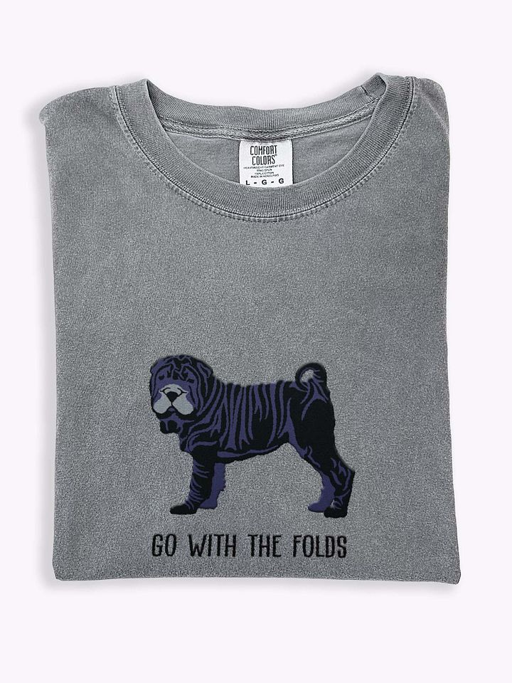 Go with the Folds T-Shirt(Embroidered) of a Chinese Shar-Pei(Black) product image (1)