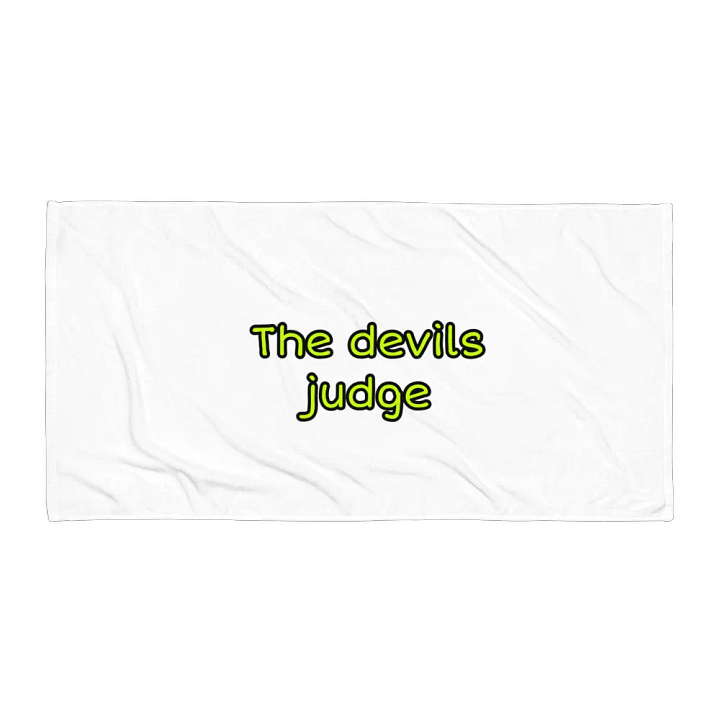 the devils judge towel green text product image (1)