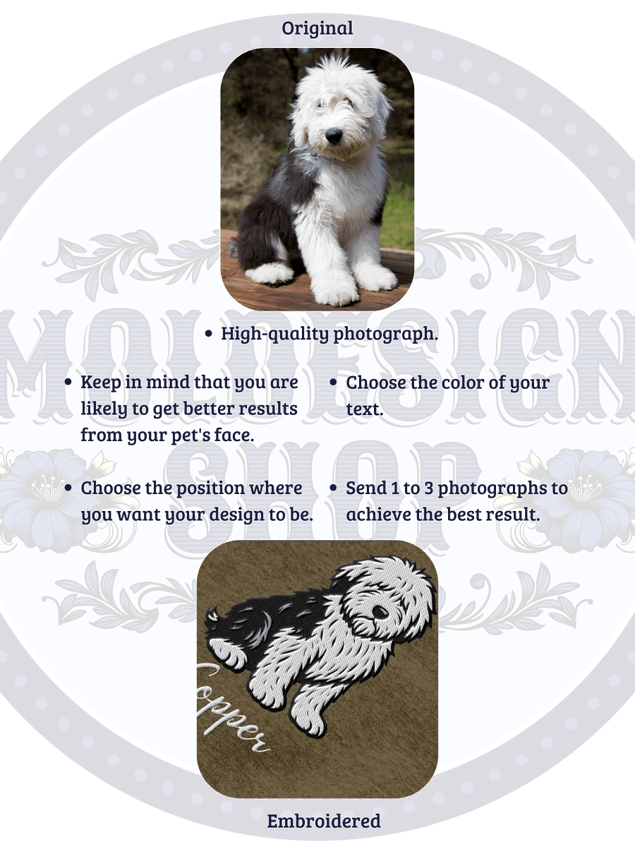 "YOUR OLD ENGLISH SHEEPDOG" / HOODIE WITH PERSONALIZED NAME / EMBROIDERED product image (5)