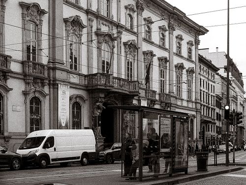 Captured in the heart of a timeless European city, where every street corner tells a story. 🏛️ This elegant black and white s...