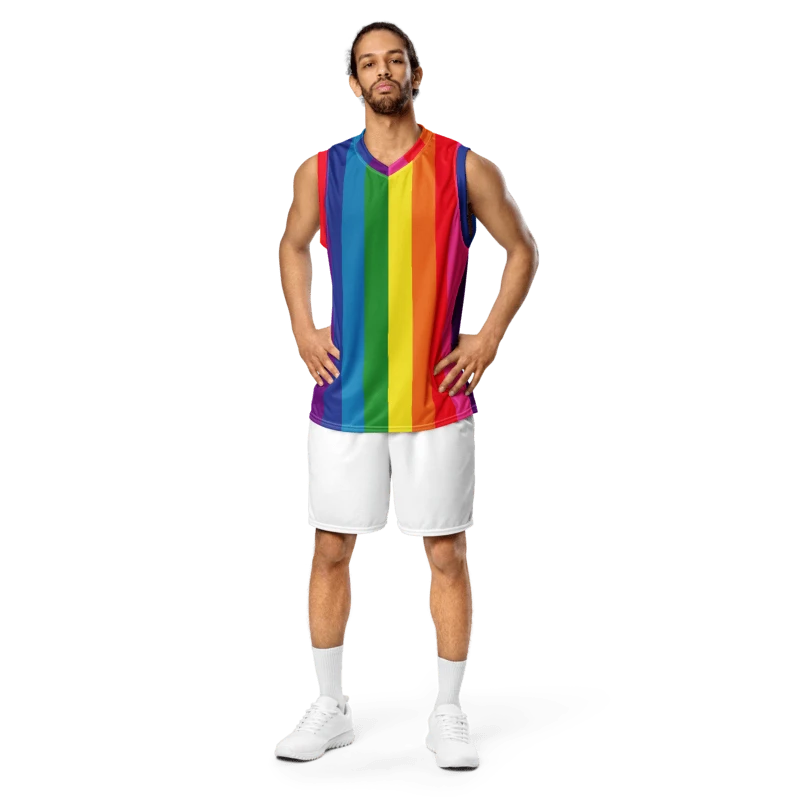 1978 Rainbow Pride Flag = 8-Color - All-Over Print Basketball Jersey product image (2)