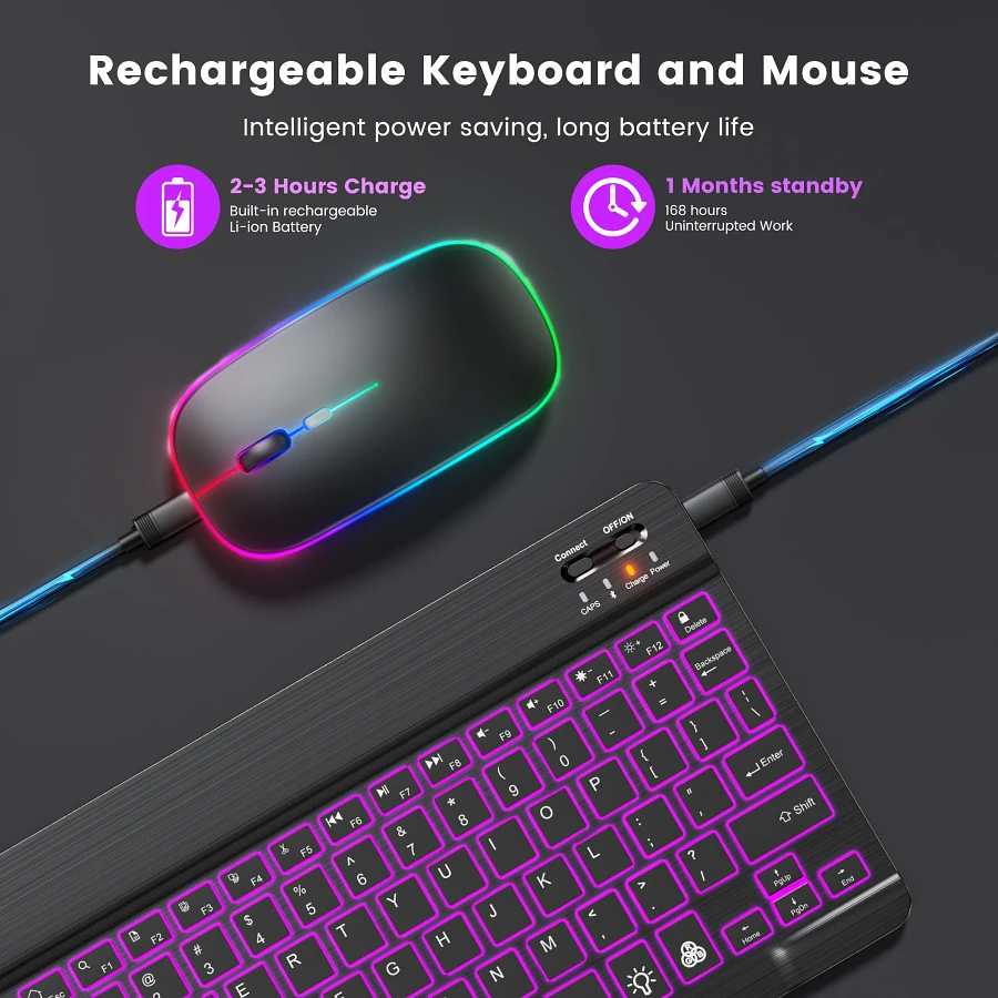Backlit Backlight Bluetooth Keyboard & Mouse product image (4)