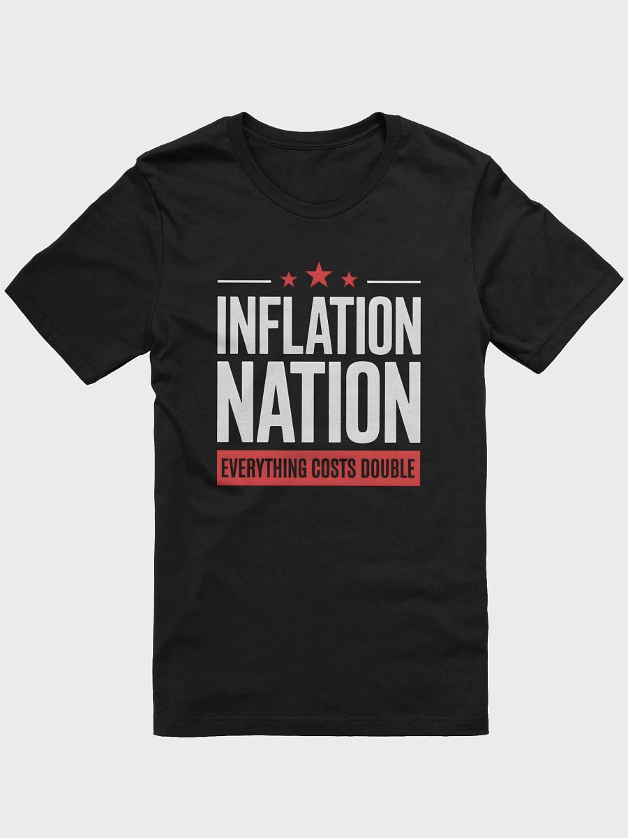 Inflation Nation Graphic Tee | Red Stars & Cost Design Black Shirt product image (1)