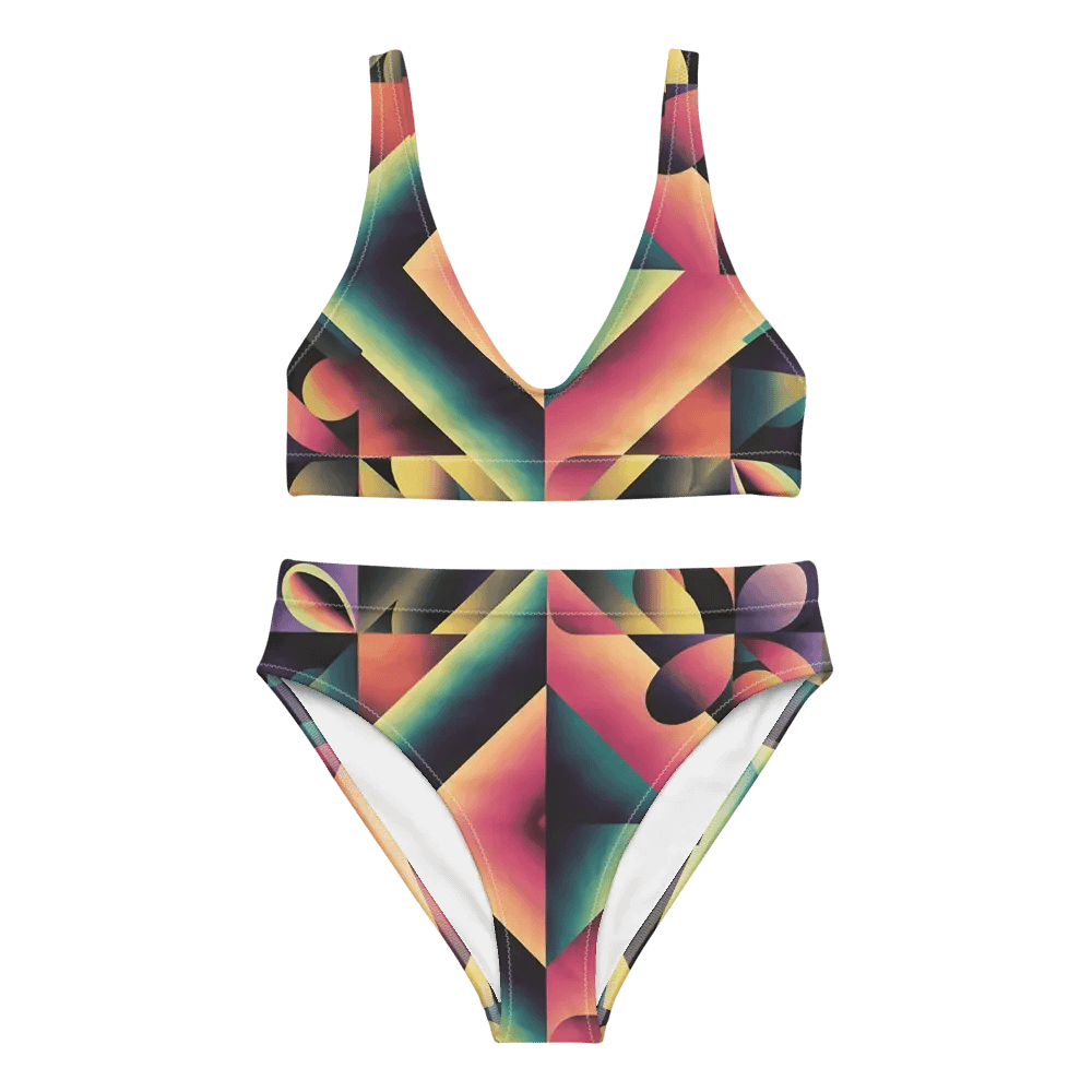 Abstract Lithographic Pattern Design High Waisted Bikini - V7 product image (2)