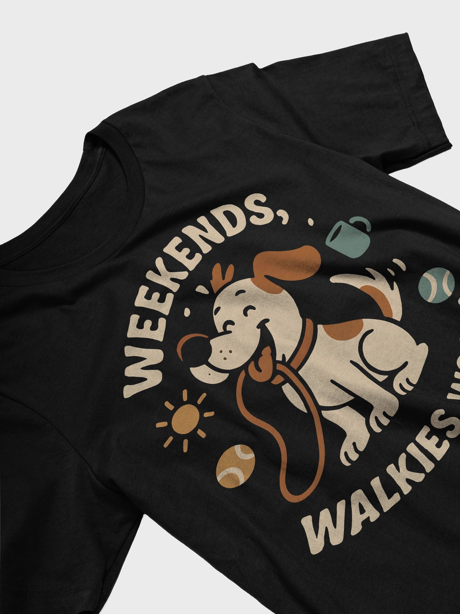 Weekend Walkies Woof Cartoon Dog T-Shirt product image (3)