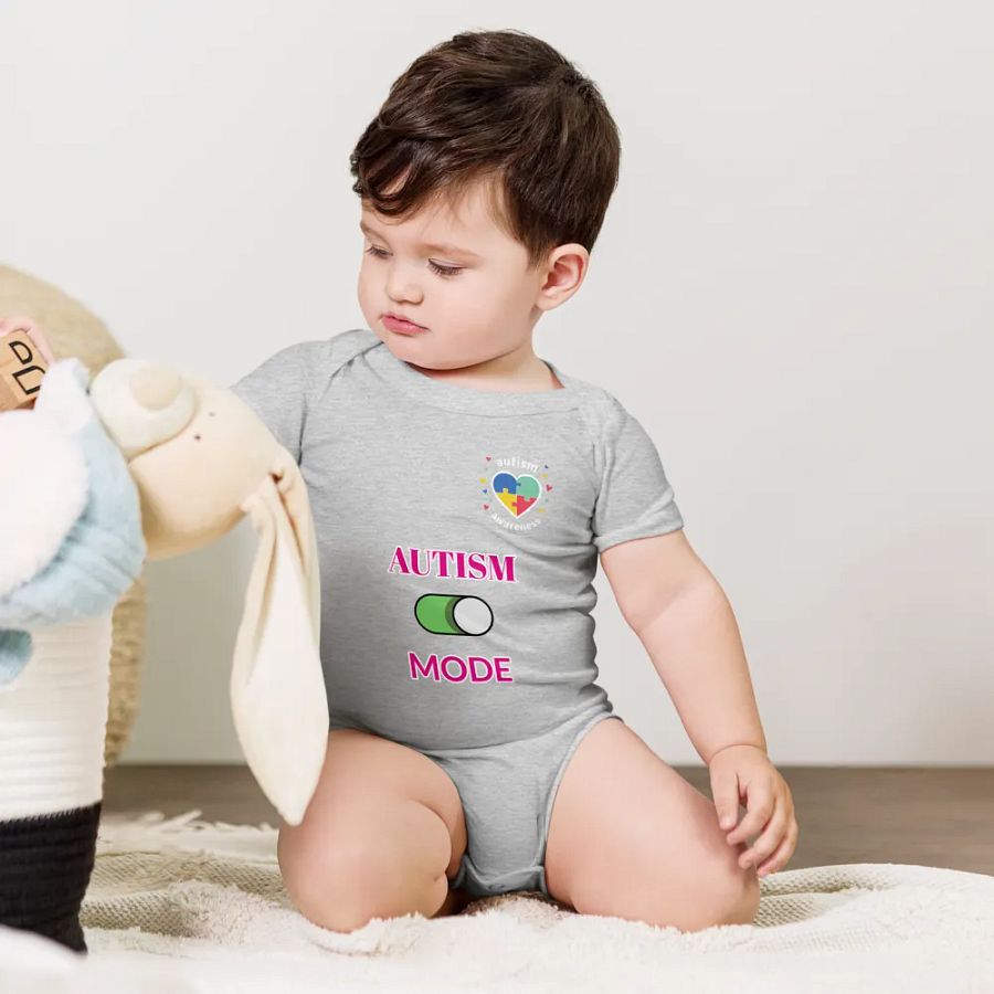 Autism Mode Puzzle Heart Baby Onesie product image (1)
