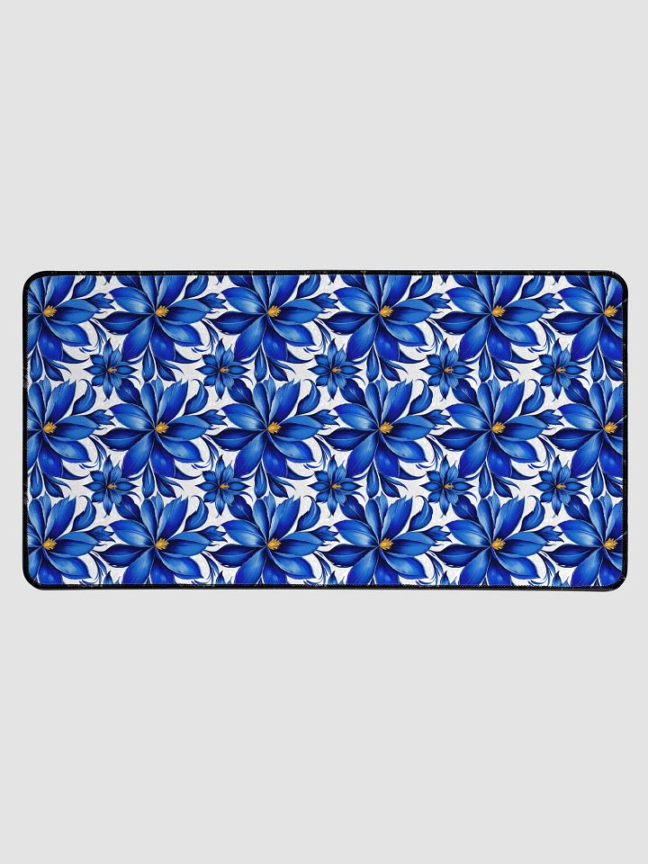 Desk Mat (31.5x15.5 inches) - Blue and White Floral Design 2 product image (1)