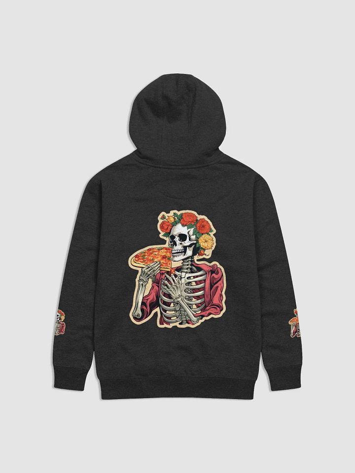 Eternal Feast: Playful Skeleton Floral Pizza Hoodie product image (12)