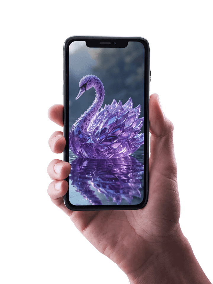 8K Amethyst Swan Wallpaper – Exclusive AI Design for Your Phone product image (1)