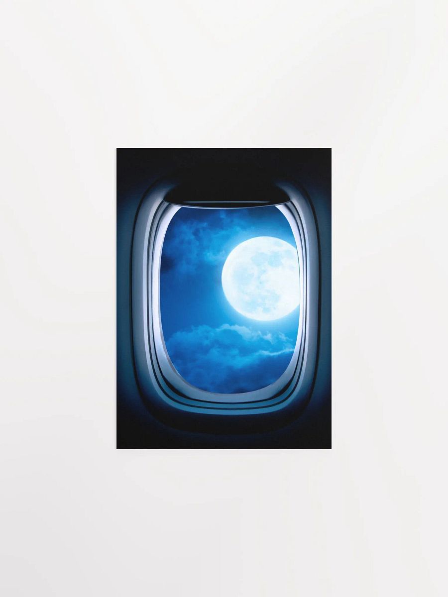 Airplane porthole/window and Moon — Photo paper glossy poster. Space poster, space print, travel gift product image (6)