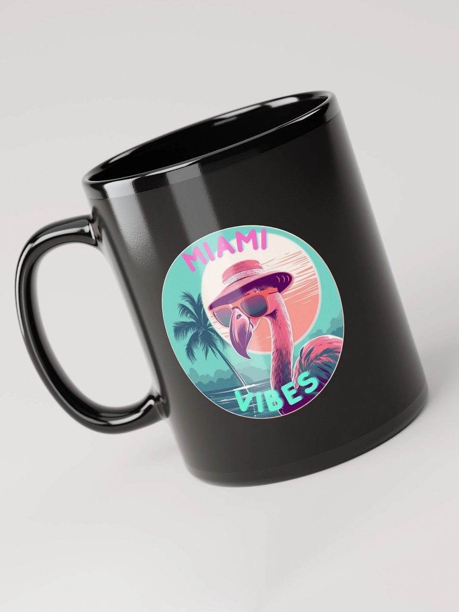 Miami Vibes Flamingo Black Glossy Mug product image (6)