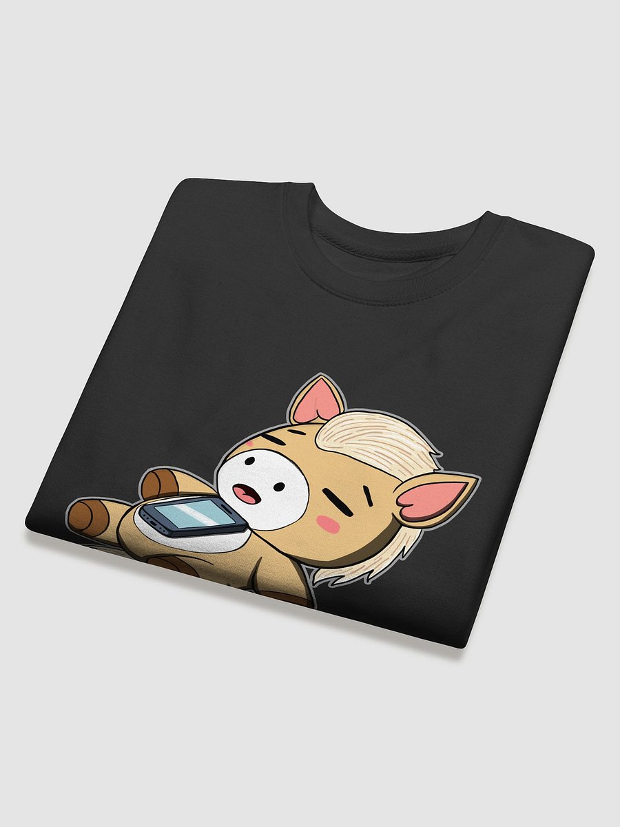 Sleepy Waffle Sweatshirt | Plush Horse Passed Out with Phone | Relatable Doomscrolling Nap Shirt product image (4)
