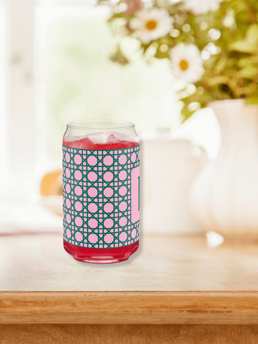 Cannage Green Pink Initial B Can-Shaped Glass product image (3)