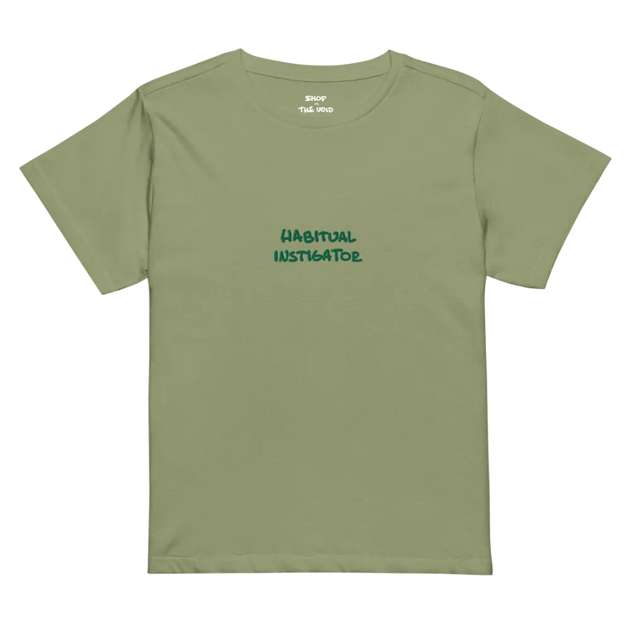HABITUAL INSTIGATOR (monochrome green) embroidered waist length t-shirt product image (5)