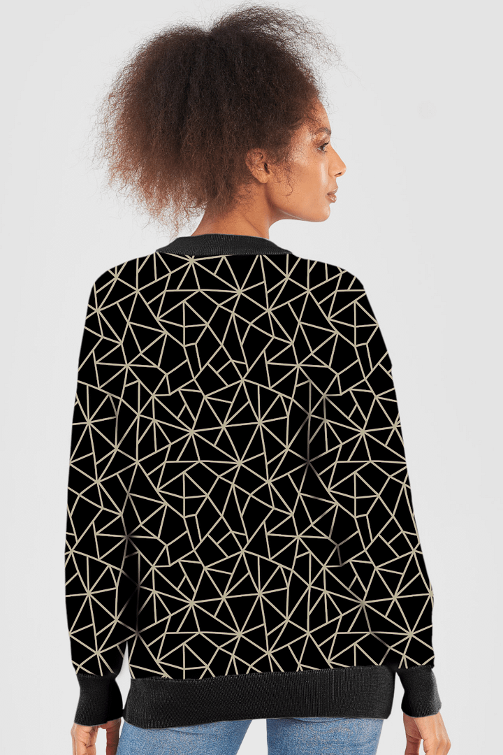 Beige Black Geometric Pattern Sweater product image (10)