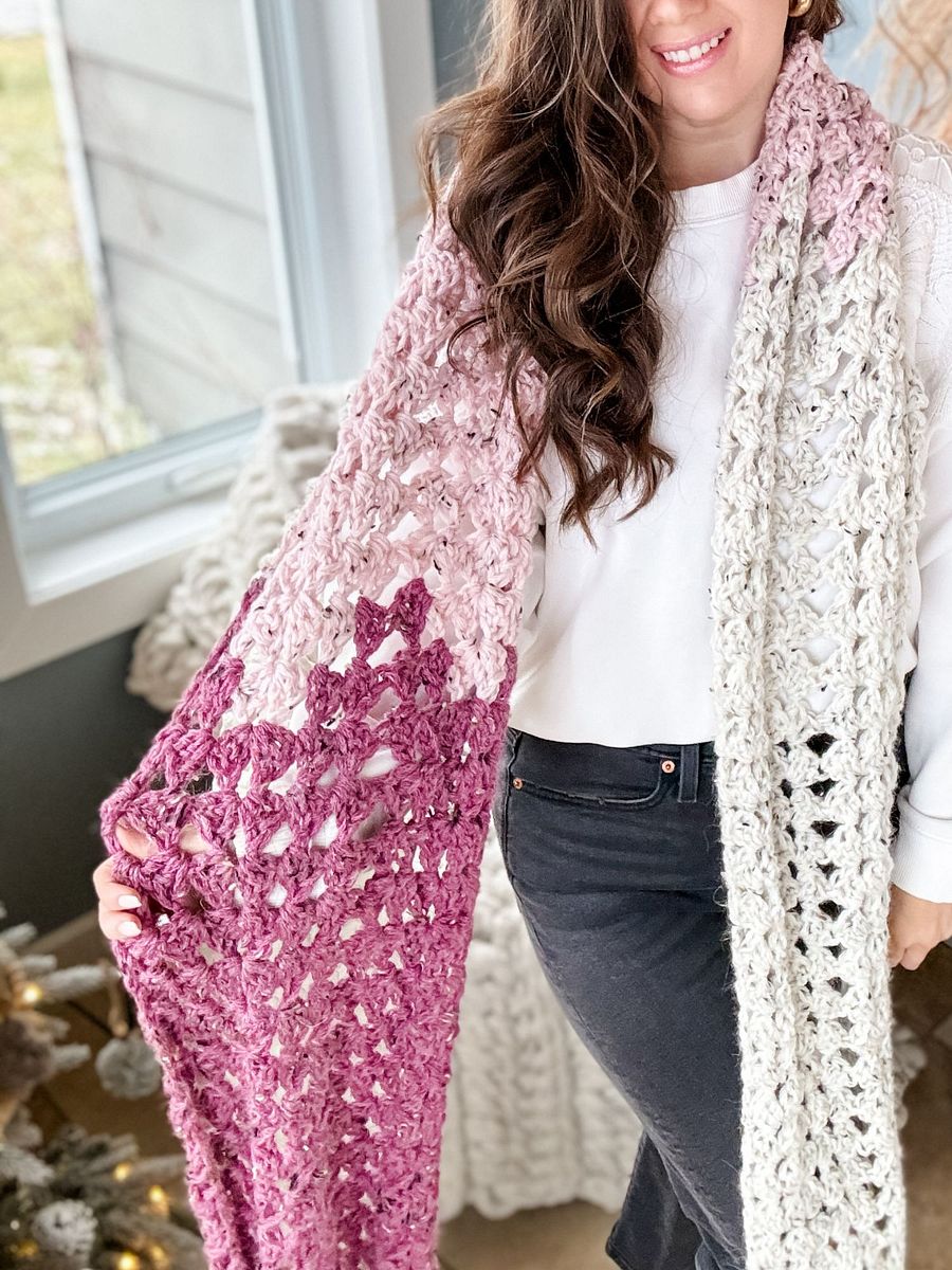 Colour Block Granny Scarf Crochet Pattern product image (3)