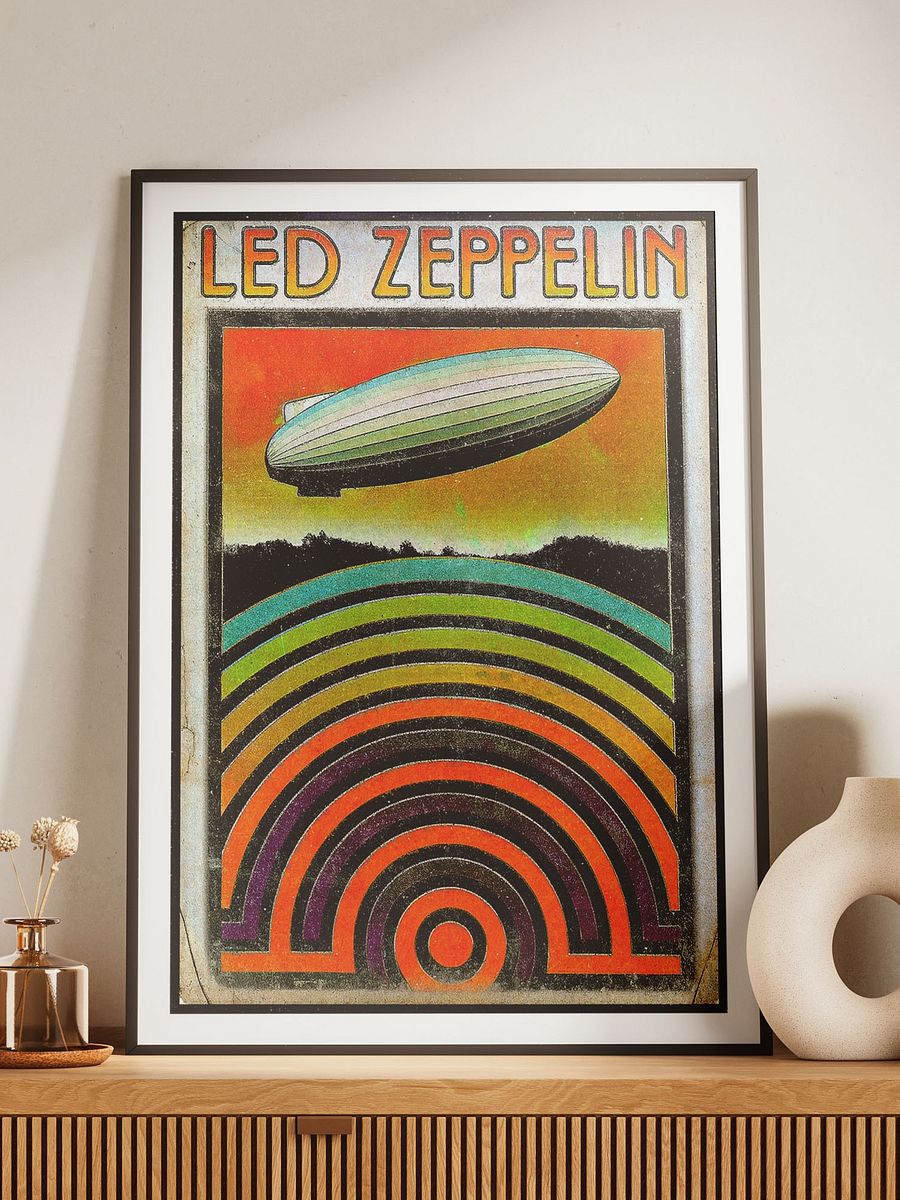 1970s Led Zeppelin Poster | Psychedelic Concert Rock Art Print Memorabilia | Iconic 70s Vintage Music Retro Wall Decor for Rock N Roll Fans product image (7)