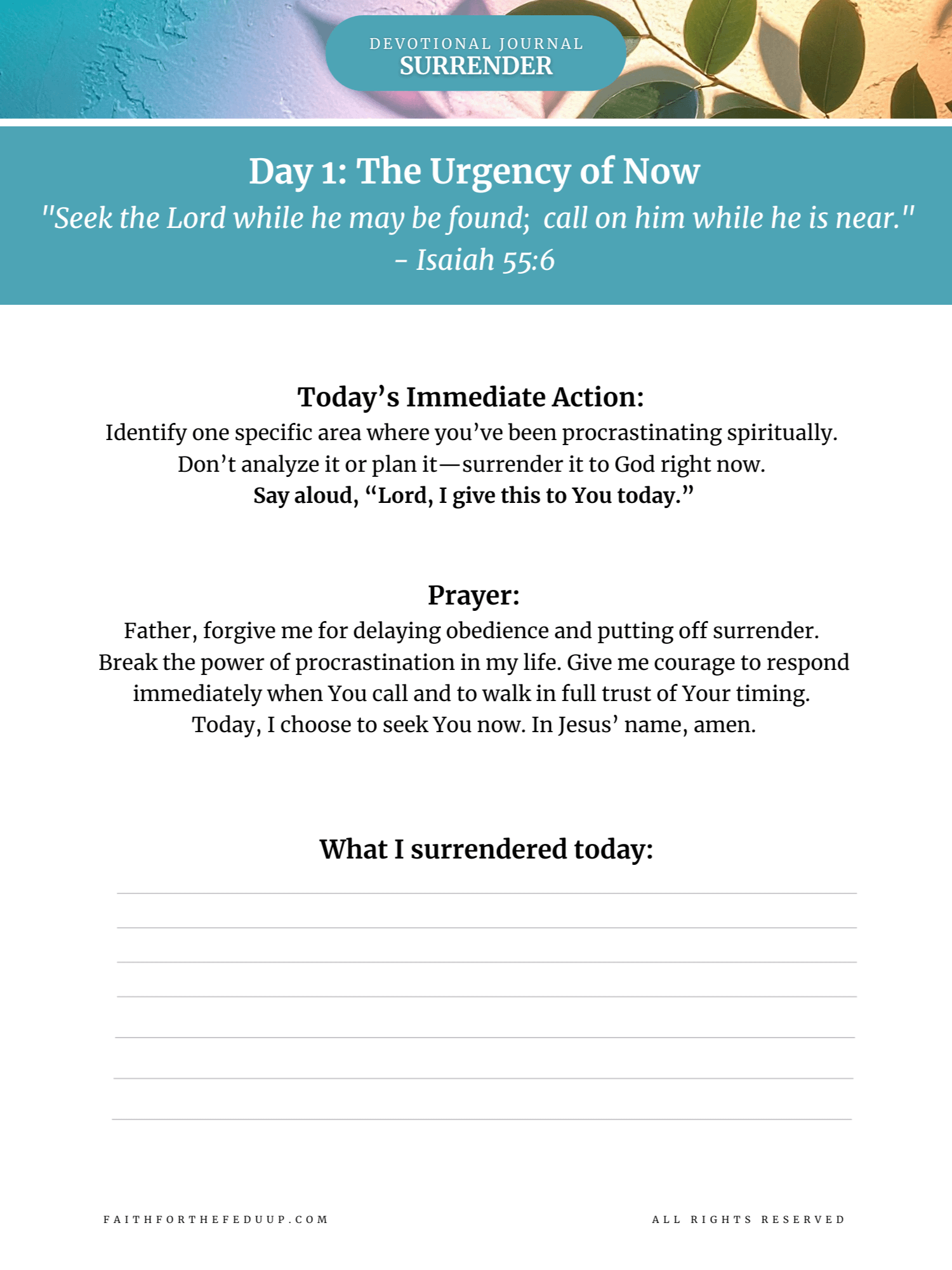 Now Is the Time: A 10-Day Discipleship Devotional on Immediate Surrender product image (4)