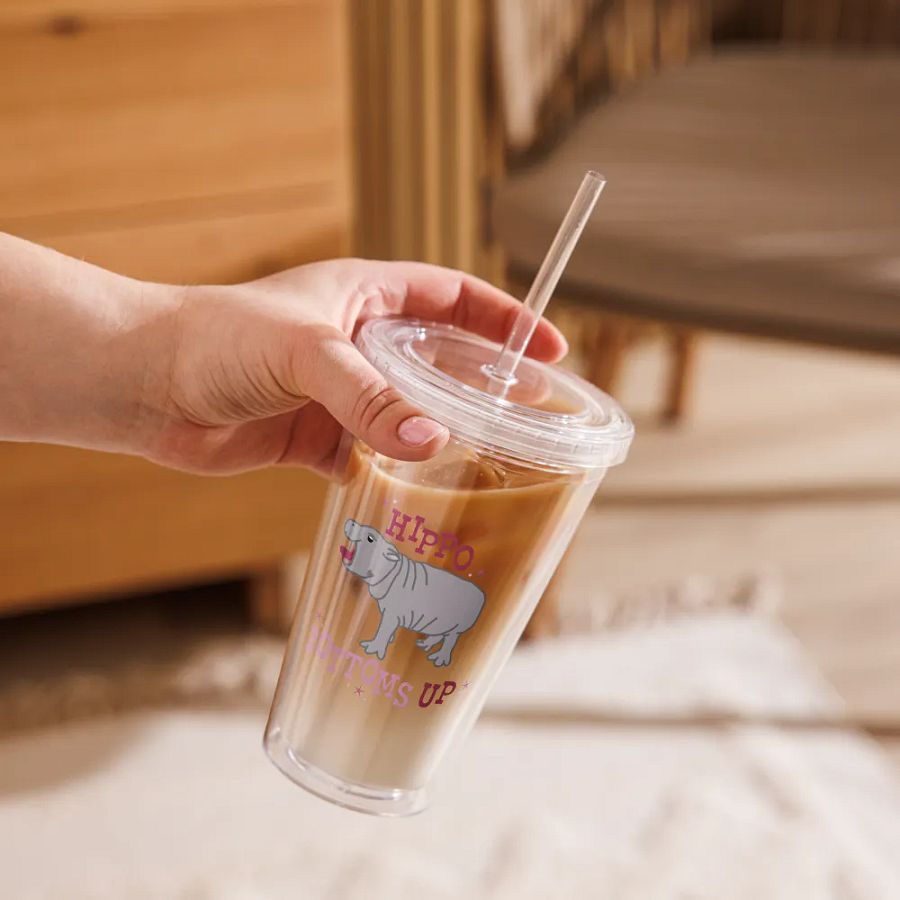 Hippo Bottoms Up Tumbler | Moo Deng Inspired Merch product image (6)
