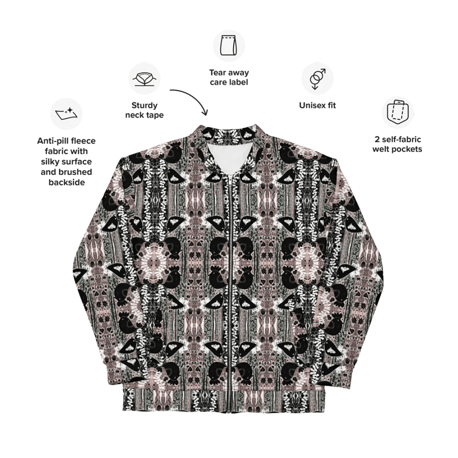 Abstract Floral Birds Unisex Bomber Jacket product image (3)