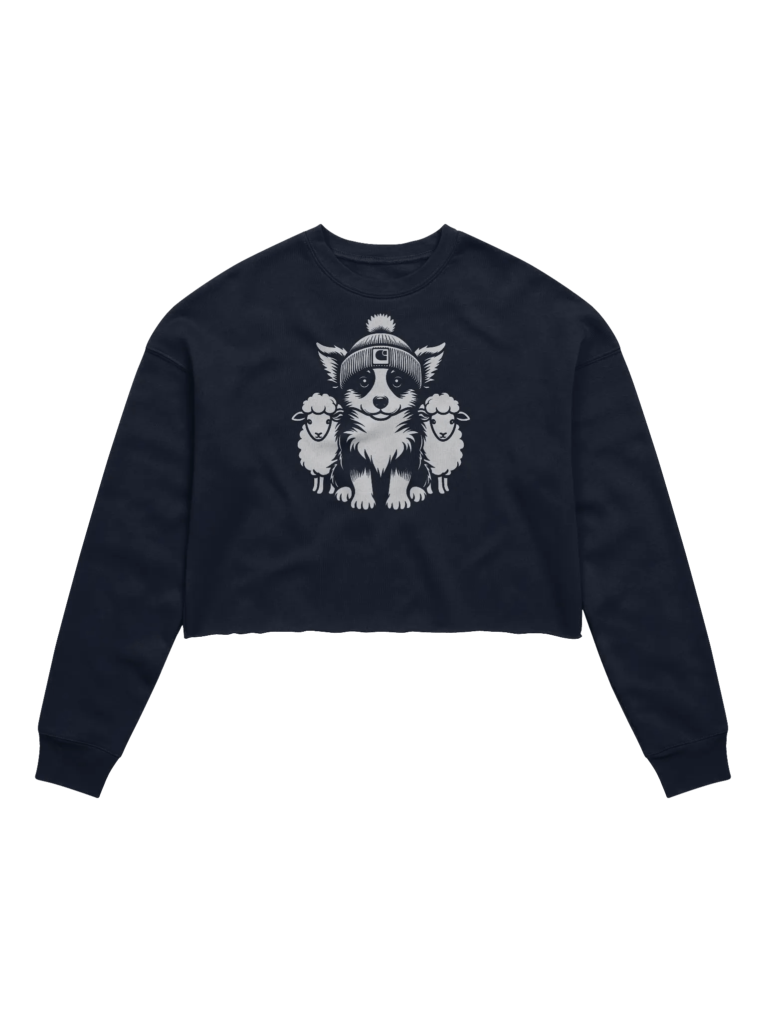 Cute Border Collie with Sheep Women's Fleece Crop Sweatshirt product image (1)
