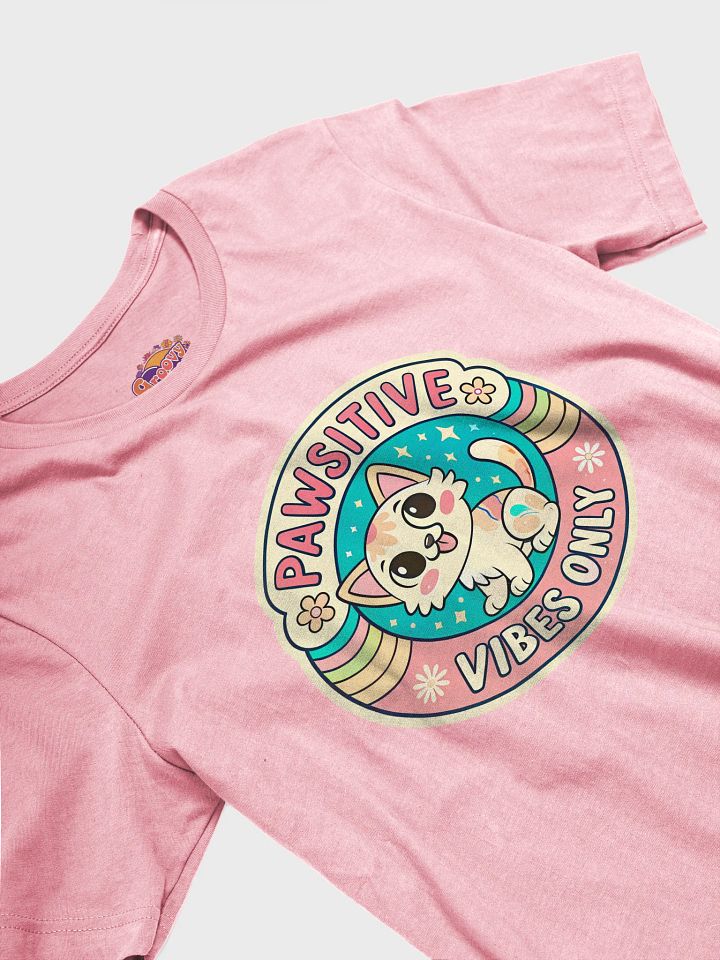Pawsitive Vibes Cartoon Cat T-Shirt product image (2)
