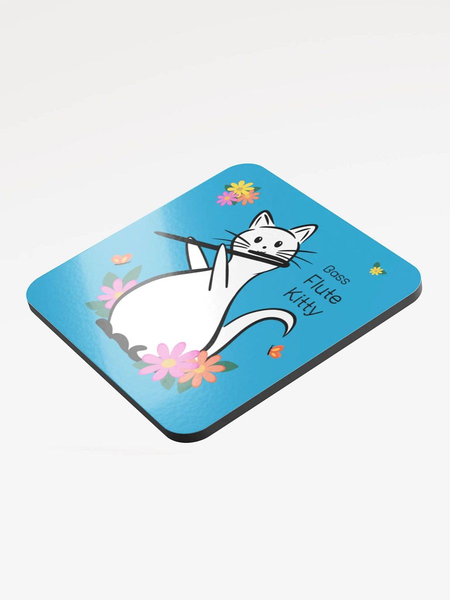 Flute Kitty Glossed Cork Coaster - Bass Flute product image (3)