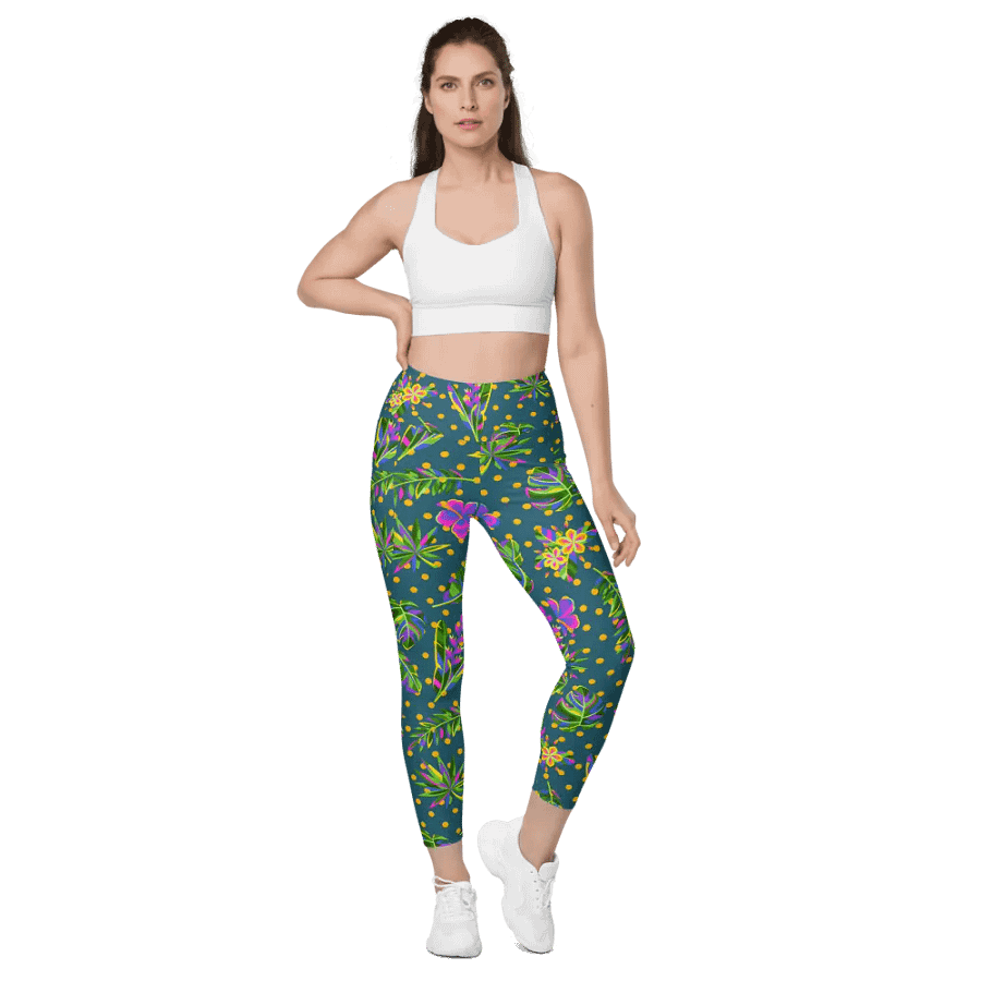 Green All-Over Print Leggings with Pockets product image (2)