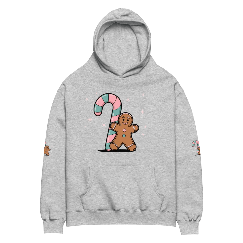 Festive Candy Cane and Gingerbread Man Oversized Hoodie product image (8)
