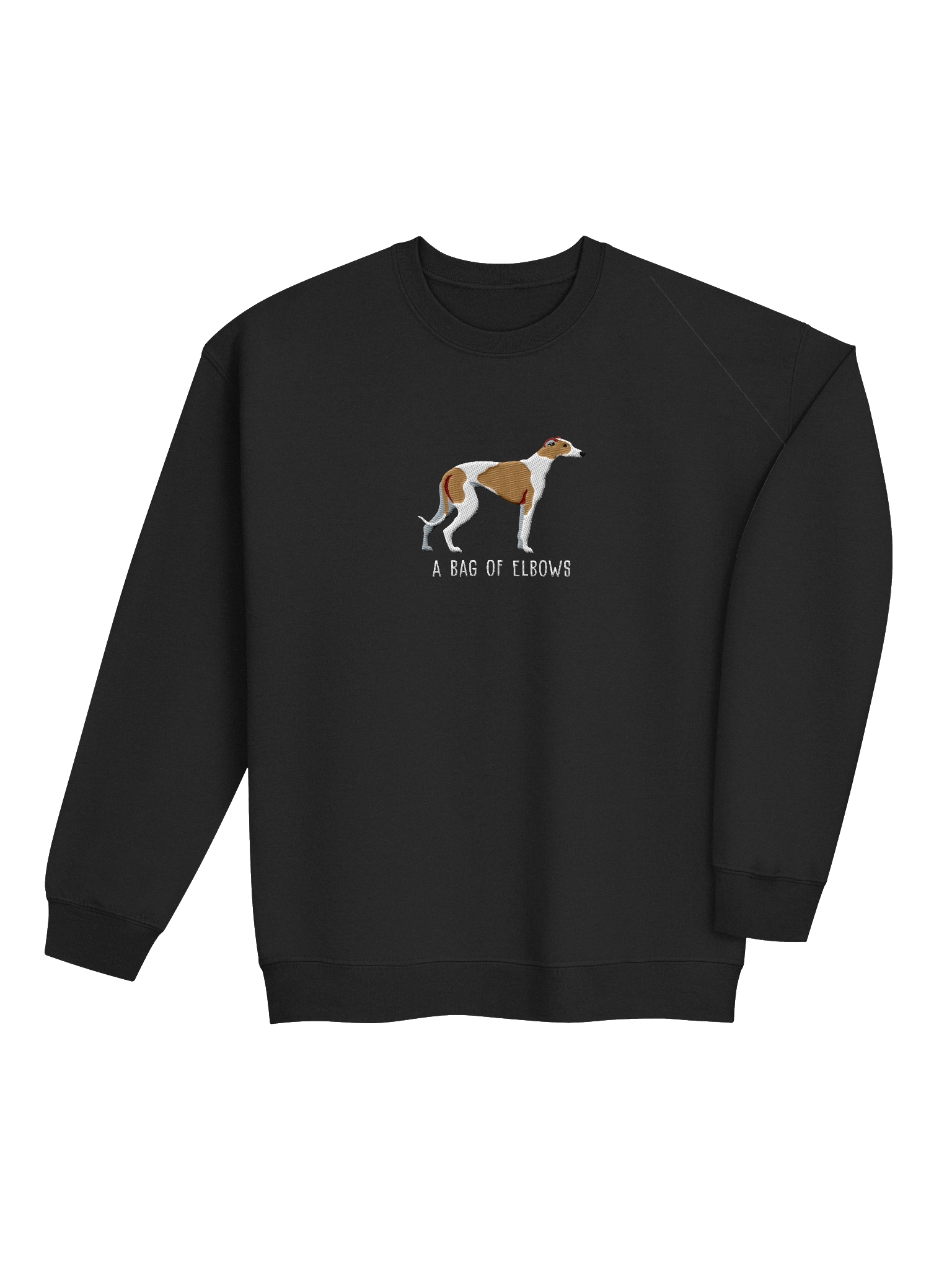 A Bag of Elbows Sweatshirt (Embroidered) of an English Greyhound(Brown & White) product image (20)