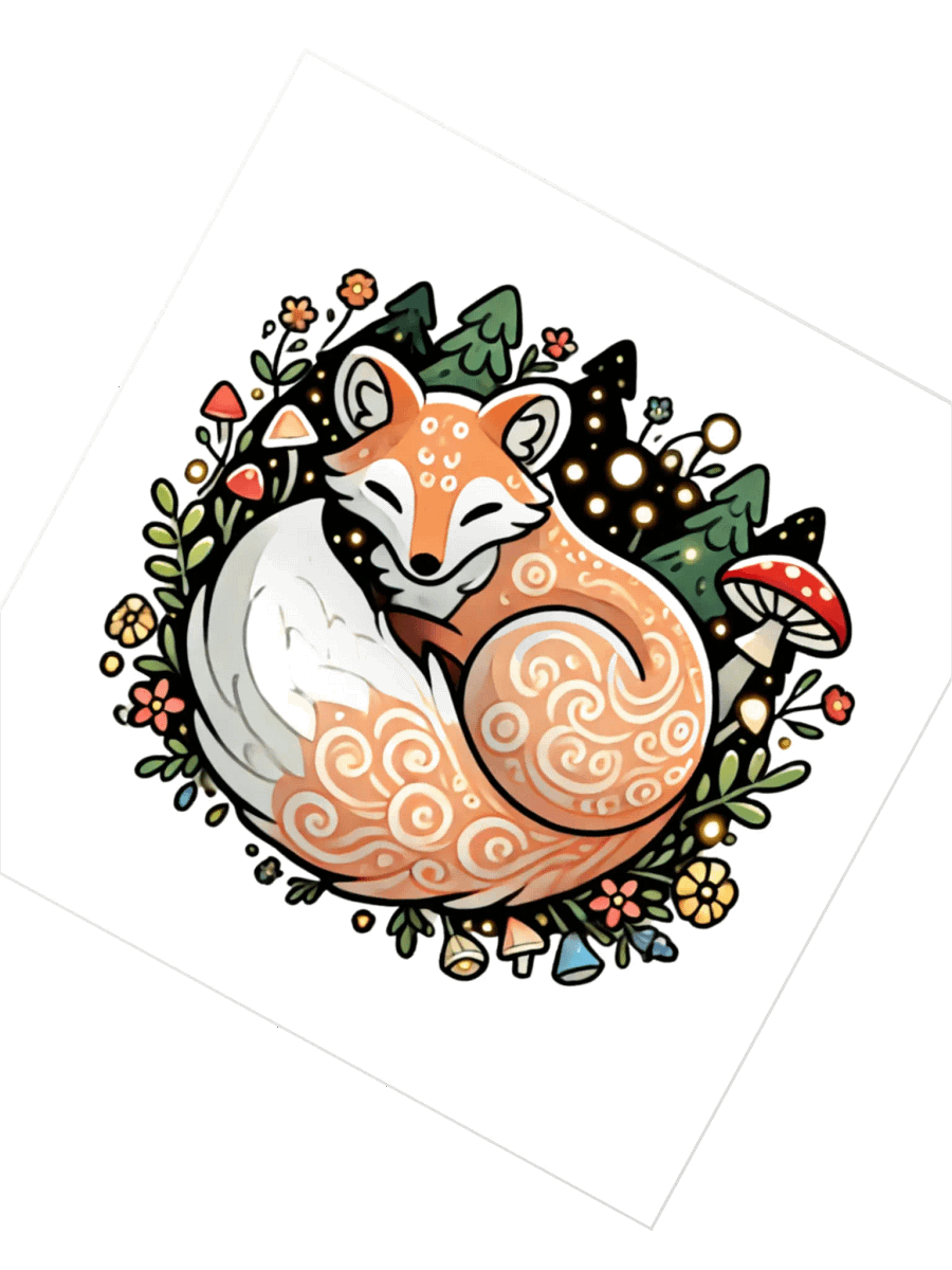 Adorable Fox in a Whimsical Forest Kiss Cut Stickers. product image (2)