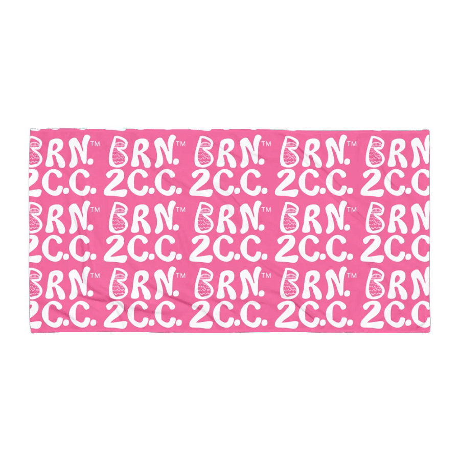 BRN.2C.C.™ | Coastal Classic Beach Towel | All-Over Logo Print | Vibrant Colors for Salty Souls | White Logo on Brilliant Rose product image (1)