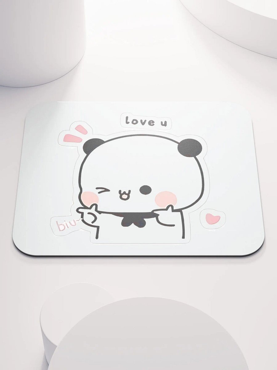 "Cute Panda Love Sticker Mouse Pad – Adorable & Expressive Design" 🐼💖 product image (1)